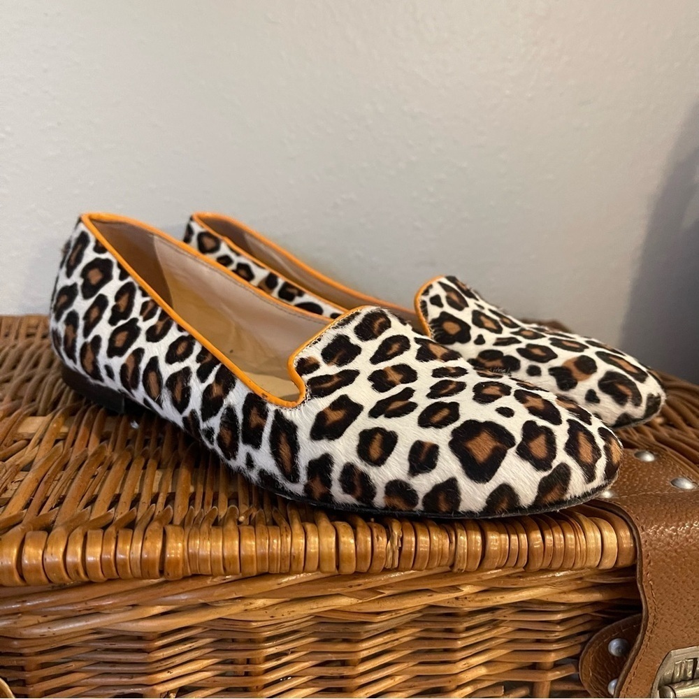 Alberto Moretti Loafers Women 37 Calf Hair Animal Print Flat Shoes US 6 Designer
